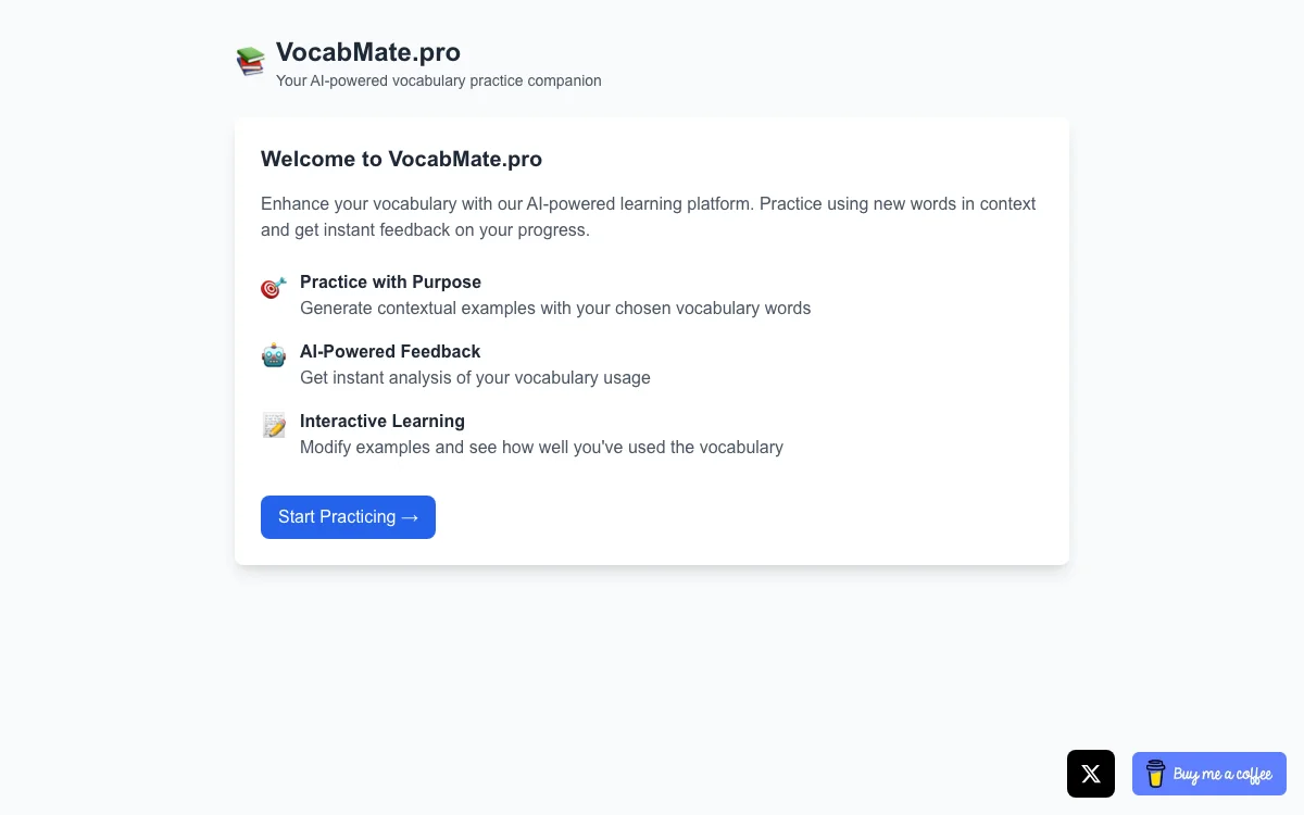 VocabMate.pro - AI-Powered Vocabulary Practice Platform