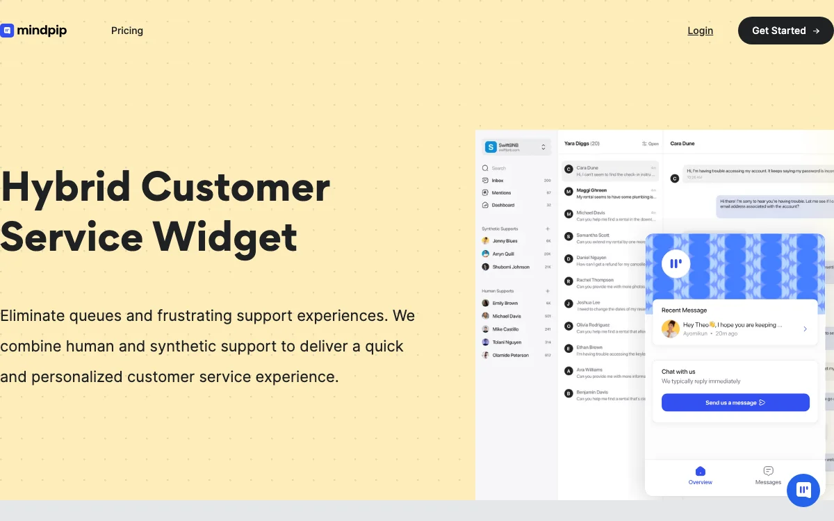 Mindpip - Hybrides Kundenservice-Widget für personalisierte Unterstützung