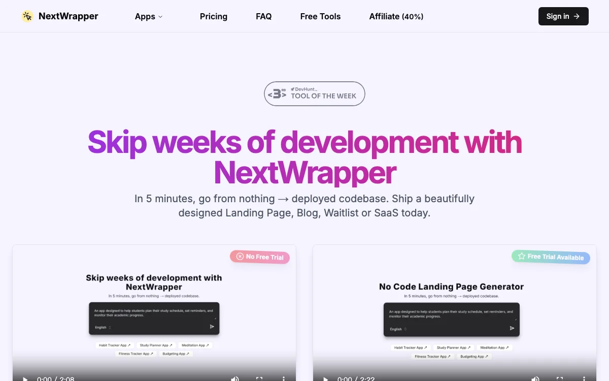 NextWrapper | AI-Driven Next.js Codebase Generator for Rapid Web Development