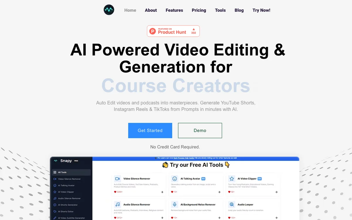 Snapy | AI-Powered Video Editing & Generation for Content Creators