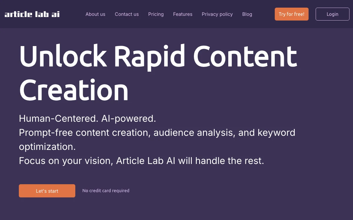 Article Lab: AI-Powered Content Creation for SEO-Optimized Articles