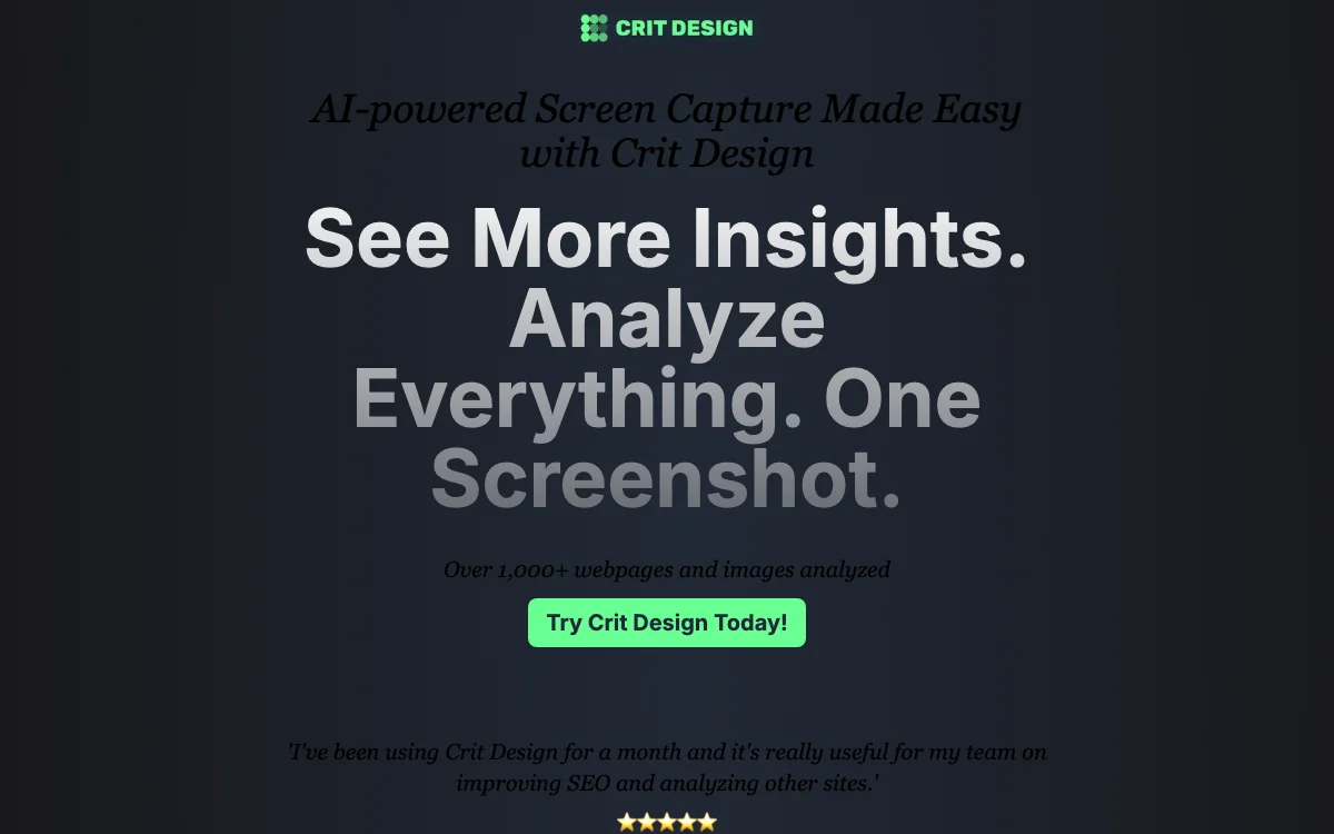 Crit Design: AI-Powered Screen Capture and Analysis Tool