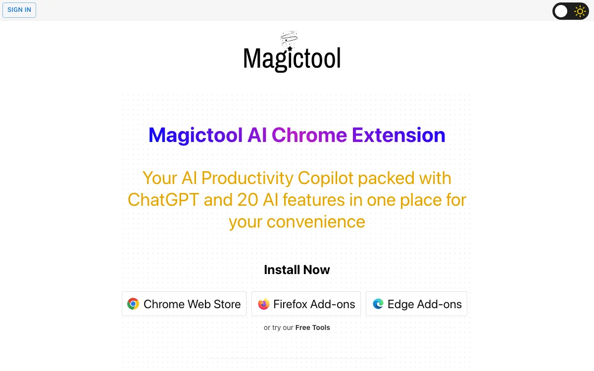 Magictool AI: Trợ lý năng suất AI tối ưu cho mọi nhu cầu của bạn