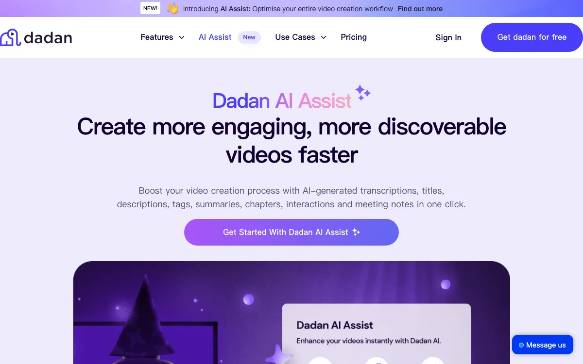 Dadan AI Assist: Tạo video hấp dẫn và dễ tìm kiếm hơn