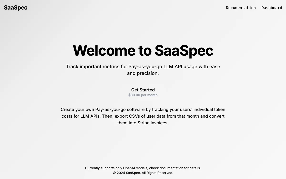 SaaSpec - Effizientes Tracking von Pay-as-you-go LLM API-Nutzung