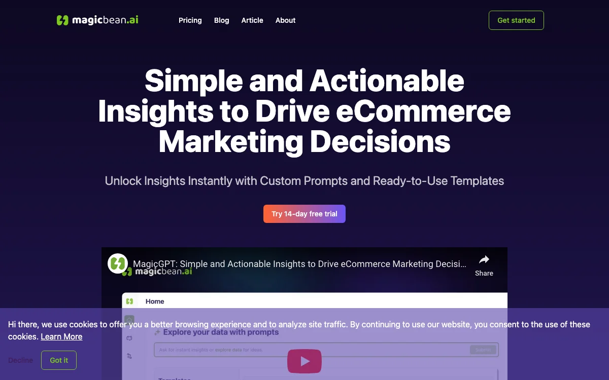 Magicbean.ai - eCommerce 마케팅을 위한 실질적인 통찰력