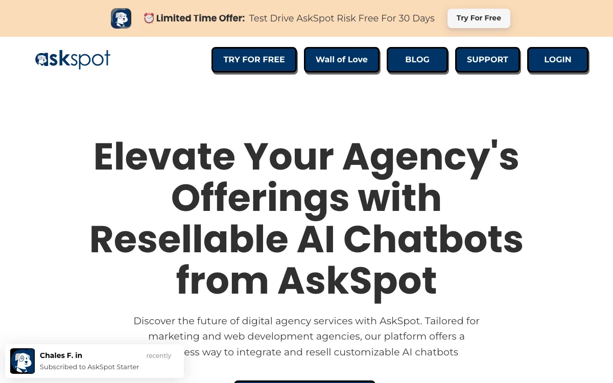 Nâng cao dịch vụ Agency với Chatbot AI có thể bán lại từ AskSpot