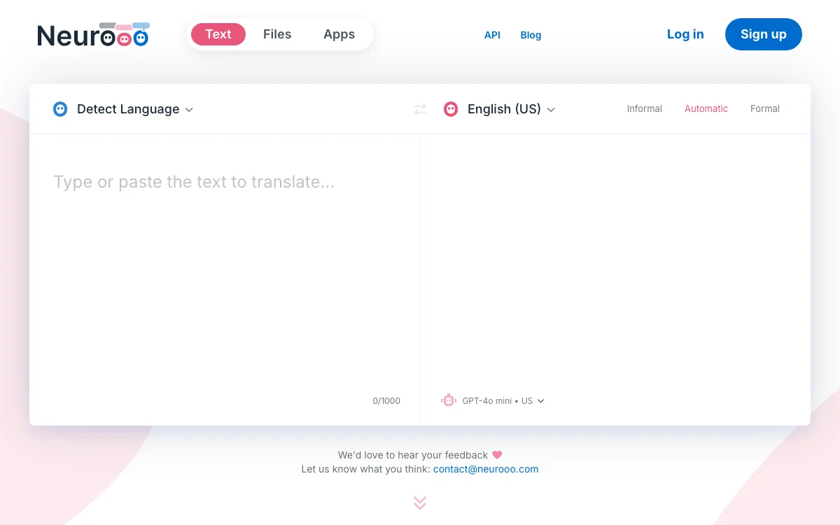 Neurooo - High-Quality AI Translation in Over 100 Languages